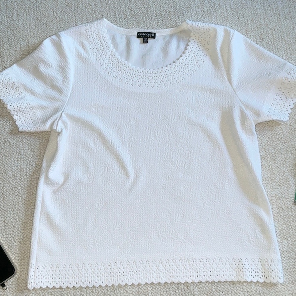 Chances R Petite White Lace style  Top